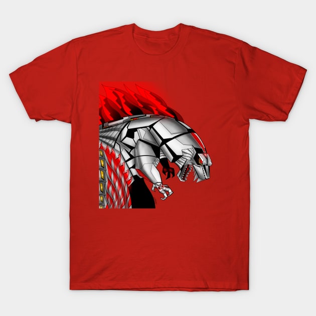 the mechagodzilla in flames T-Shirt by jorge_lebeau